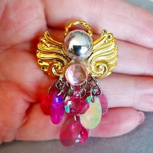 PINK DANGLES ANGEL pin or necklace